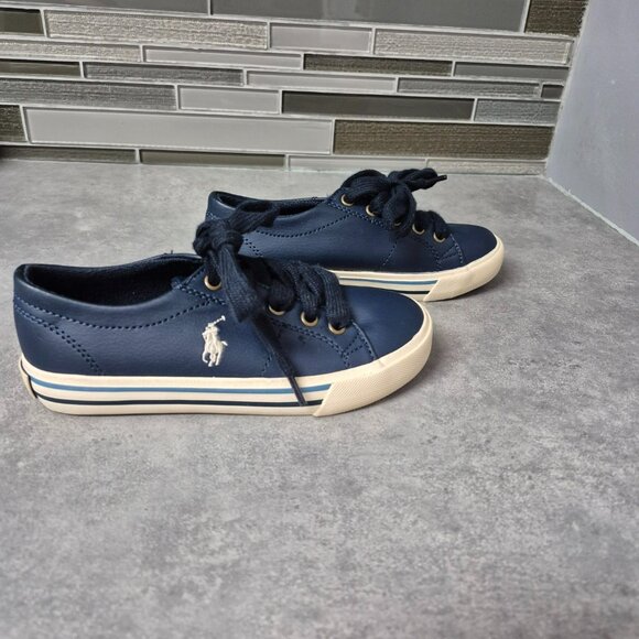 Polo Ralph Lauren Navy Blue Sneakers Boys size 12 - Picture 3 of 6